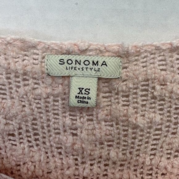 Womens Sonoma Pink Cable Knit Sweater Sz XS Cozy Cottage Preppy - Picture 3 of 10